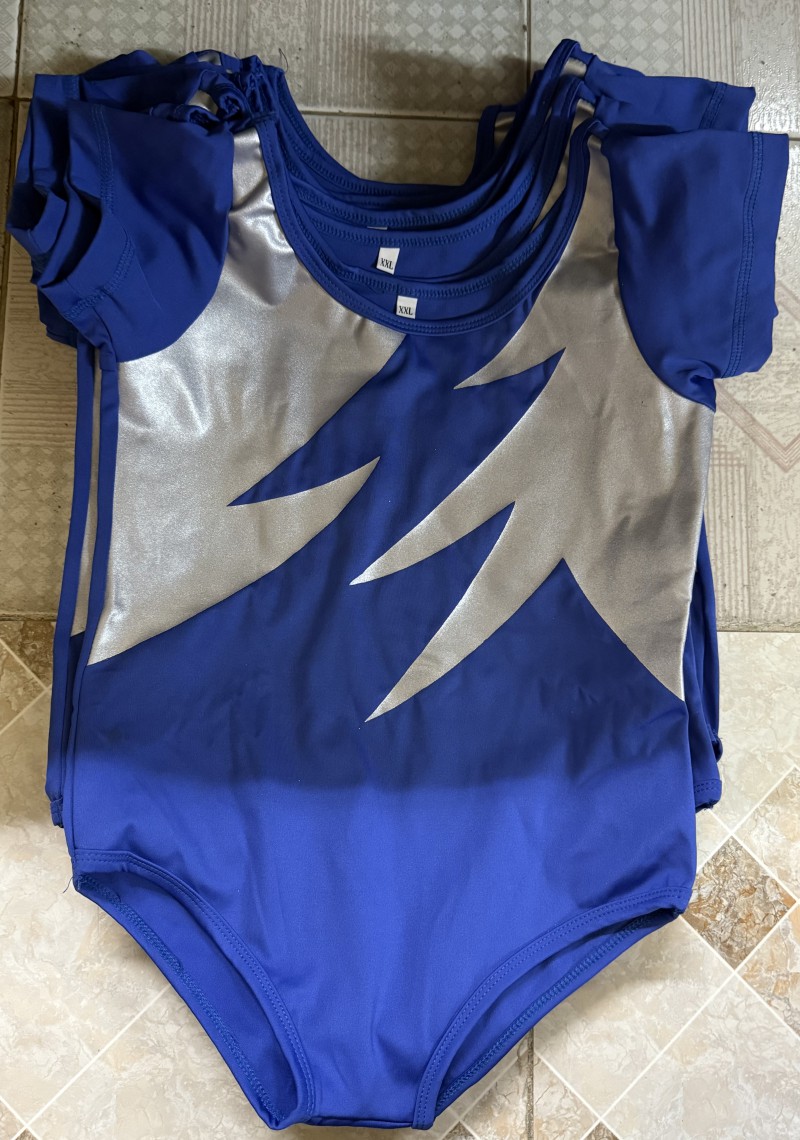 Áo Aerobic Thiếu Nhi Xanh Bạc – Mẫu Tia Chớp