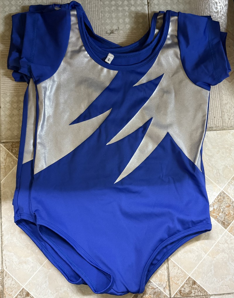 Áo Aerobic Thiếu Nhi Xanh Bạc – Mẫu Tia Chớp