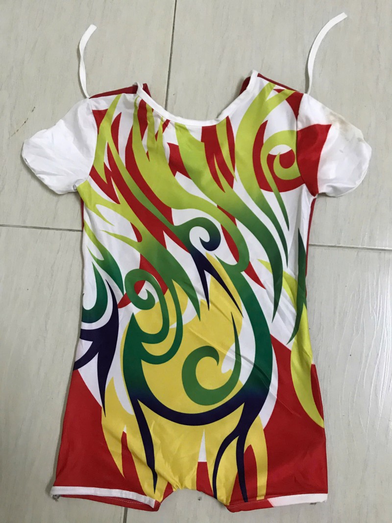 Đồ Múa Aerobic Thiếu Nhi Họa Tiết Sắc Màu (Liền Quần)