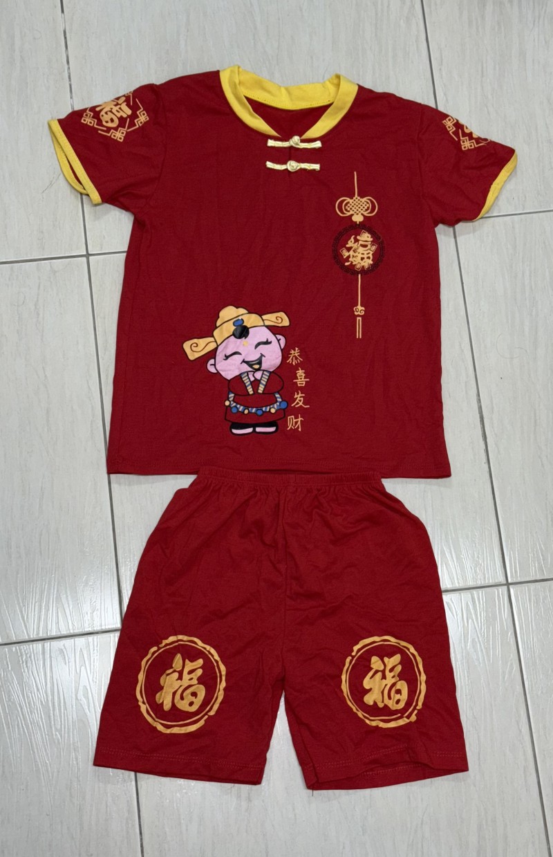 Bộ Đồ Tết Thiếu Nhi – Thần Tài May Mắn Màu Đỏ (Áo + Quần)